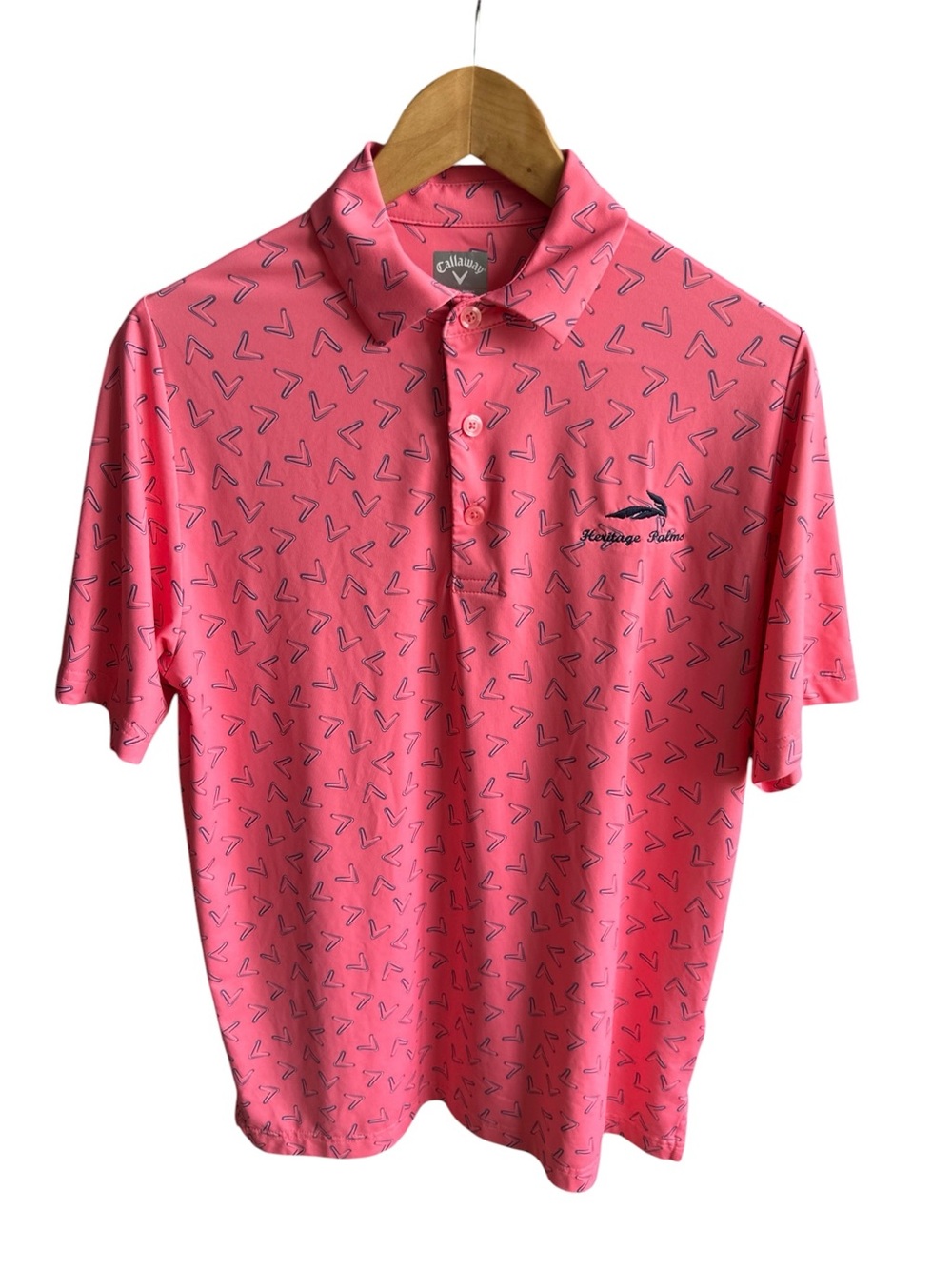 Callaway Opti-Dri Golf Polo Shirt Pink Patterned Heritage Palms Men’s Small S